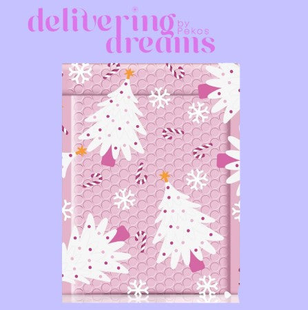 Pink Christmas Tree Bubble Mailer - Size 6 x 10