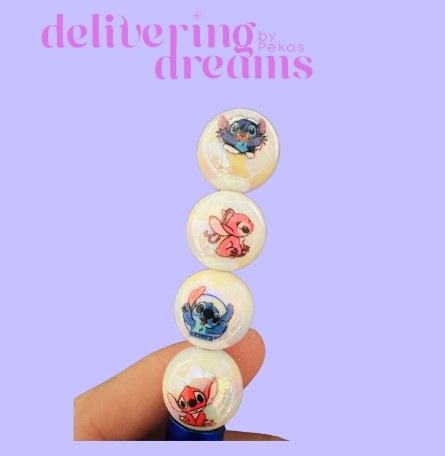 Stitch & Angel 14mm Acrilic Beads