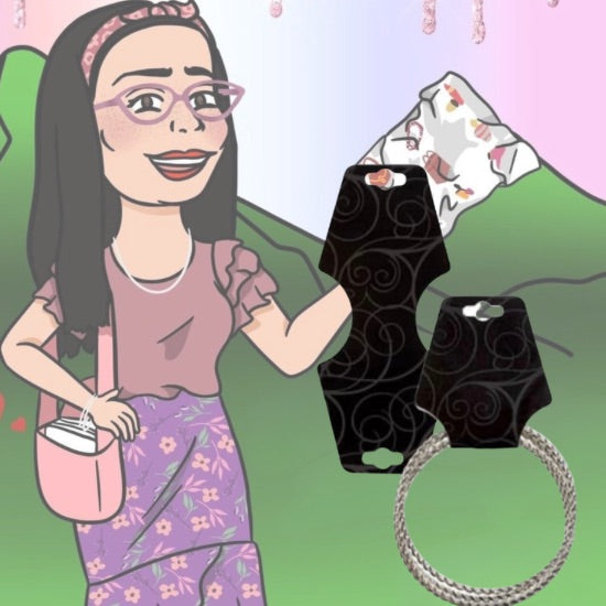 Necklace Foldover Black Swirl Self Adhesive