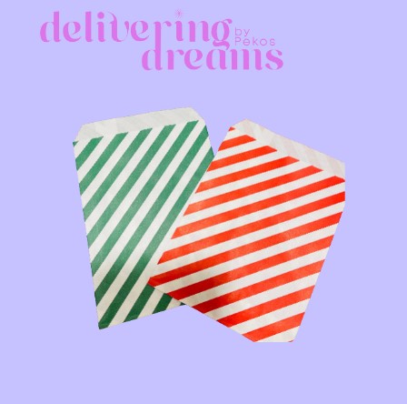 Lines Green & Red Bolsas de Papel - Paquete de 10