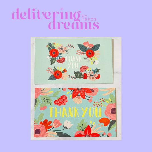 Floral Thank You Cards - Paquete de 10 arejtas (Escoger diseño)