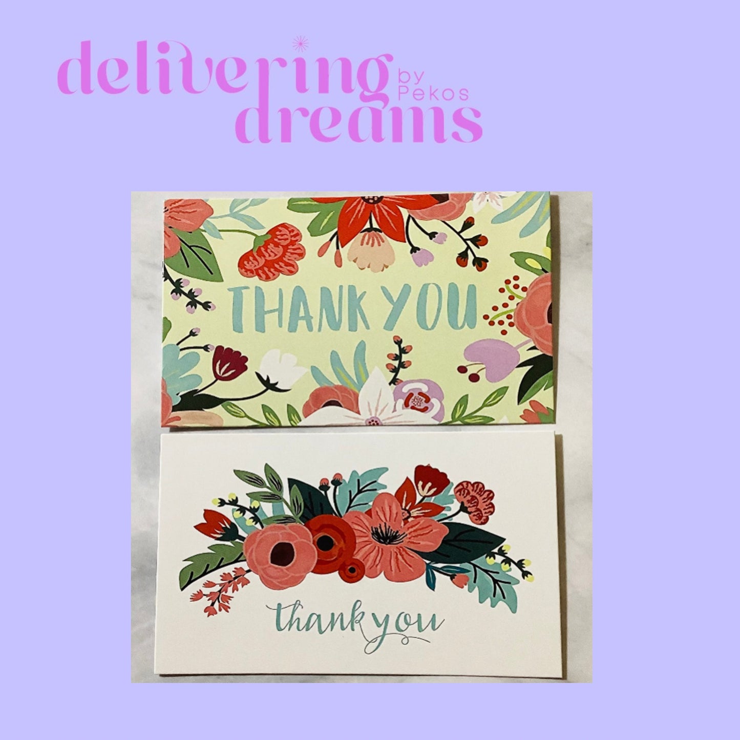 Floral Thank You Cards - Paquete de 10 arejtas (Escoger diseño)