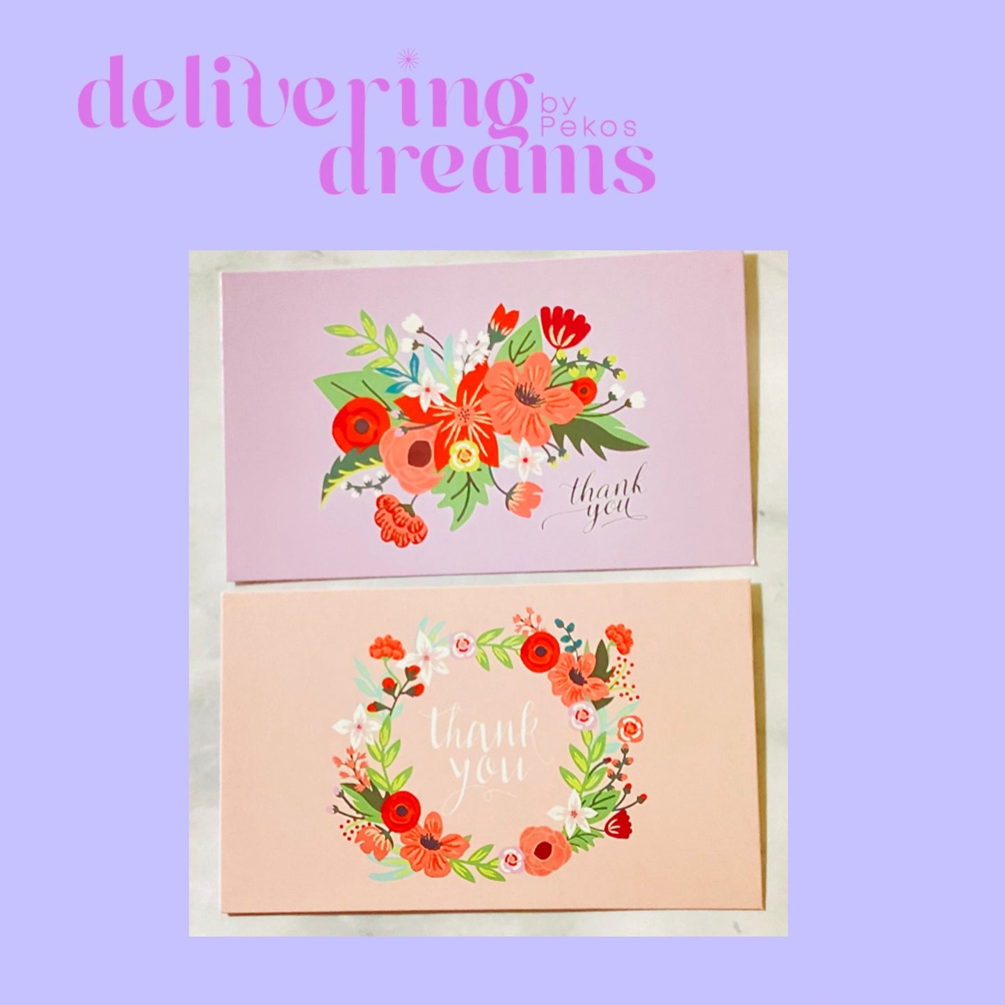 Floral Thank You Cards - Paquete de 10 arejtas (Escoger diseño)