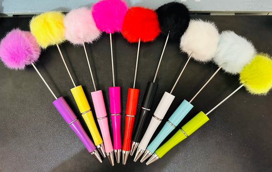 Pom Pom Beadable Pens with Pompom Pen Topper