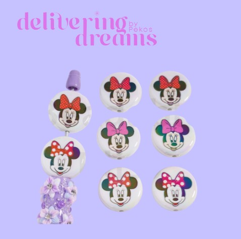 Acrylic Beads Cute Minni Mouse Head with Bowknot, 23MM - Se envian surtidos