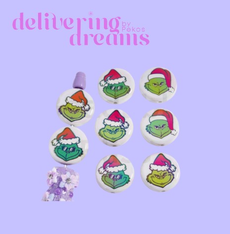 Acrylic Beads Christmas Green Monster - se envian surtidos