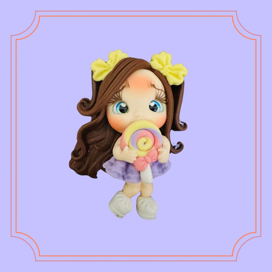 Purple Clay Doll with Pony Tails & Lollipop 🍭