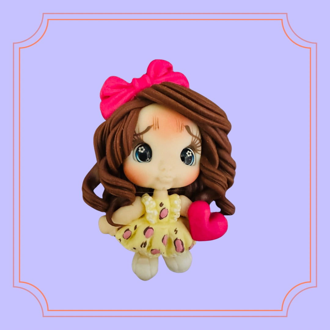 Heart Pink Clay Doll