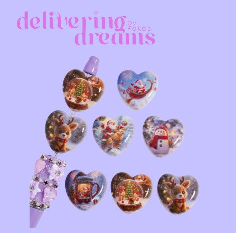 Flat Acrylic Beads Heart Shape Christmas Series - 23-24MM - Se envian surtidos-Paquete de 5