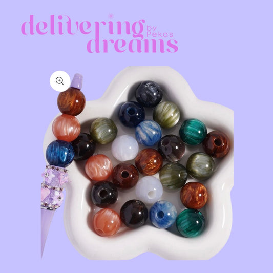 Acrylic Beads for Bracelets Round with Cat Eye Style 20MM - Paquete de 5