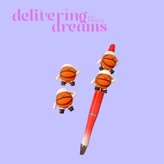 3D Cute Basketball Ball with White Baseball Hat