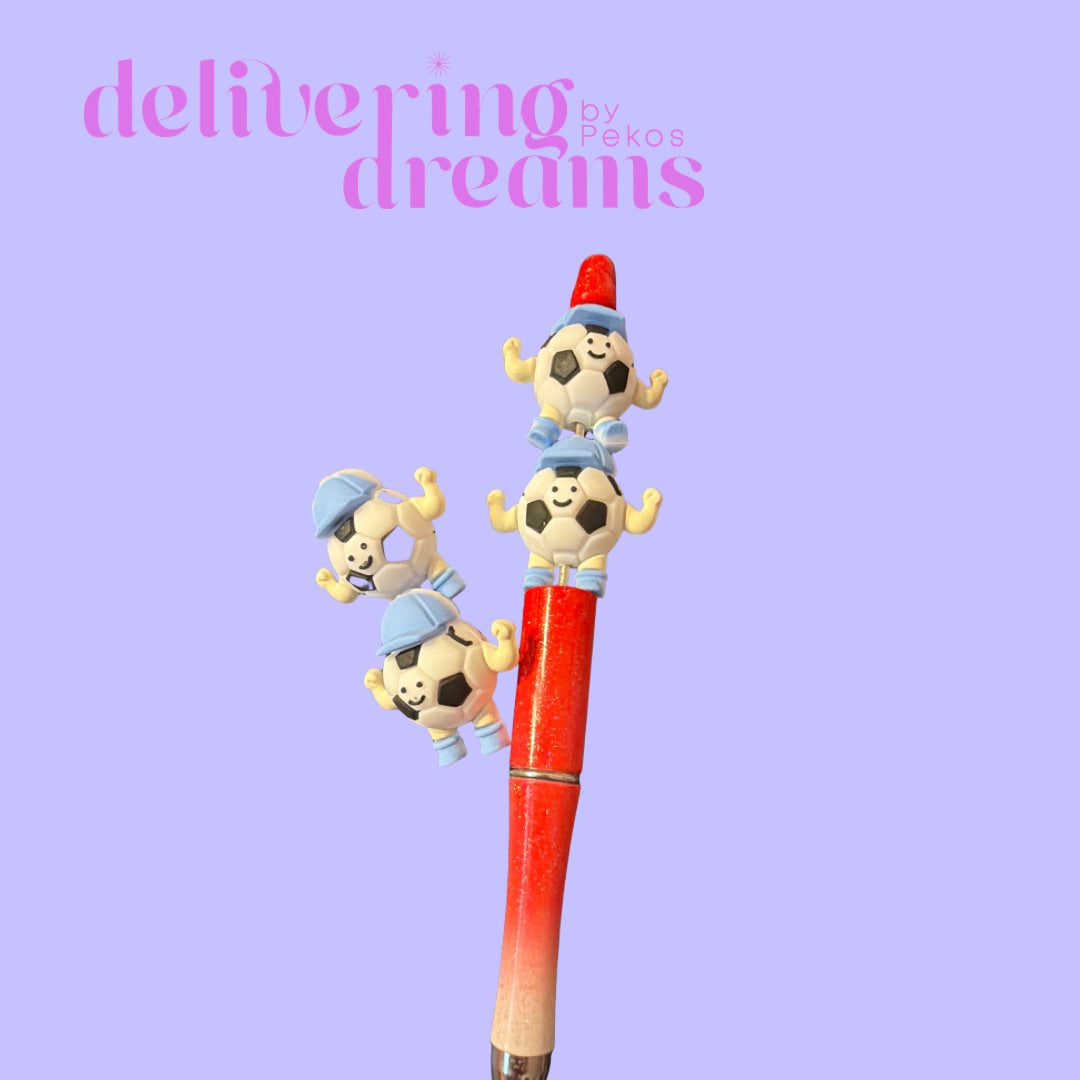 3D Cute Football Soccer Ball with Blue Baseball Hat