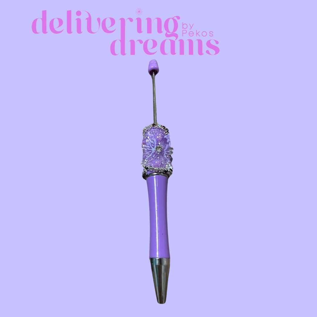 Beadable Pen with Colorful Rhinestone with Cute Butterfly Flower