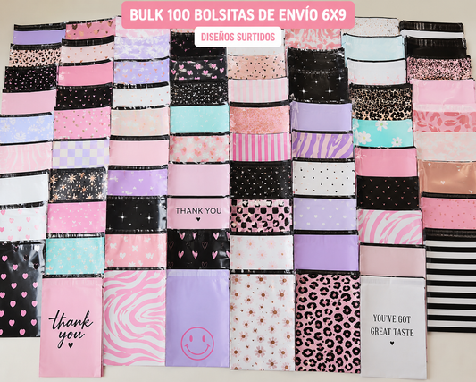 Bulk de 100 bolsas de envío - Tamaño 6 x 9 (leer descripción)
