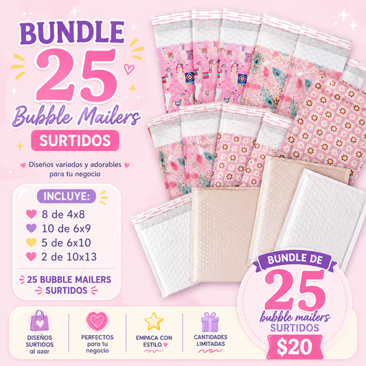 Bubble Mailers Bundle Deal (Paquete de 25 bubble mailers surtidos)