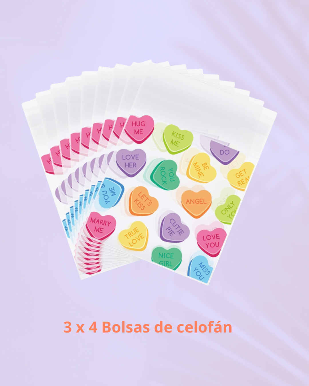 Bolsas de celofán con estampado de corazon