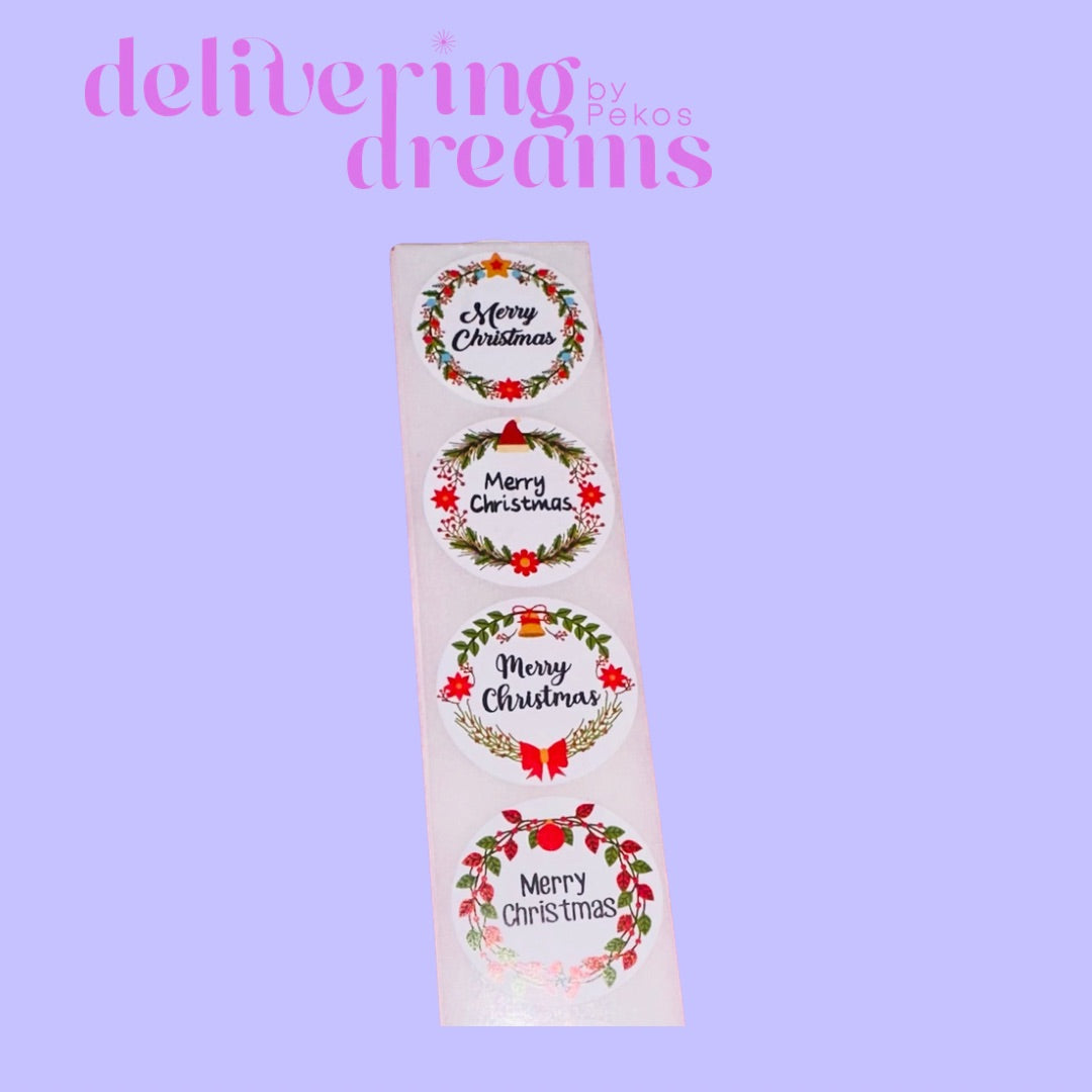 Merry Christmas wreath Stickers 1”