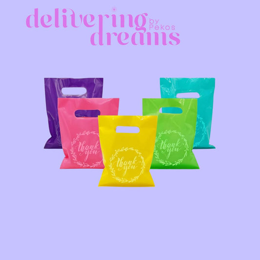 Thank You Merchandise Bags Bright Colors - Paquete de 10 - Tamaño 6.3 x 7.8”