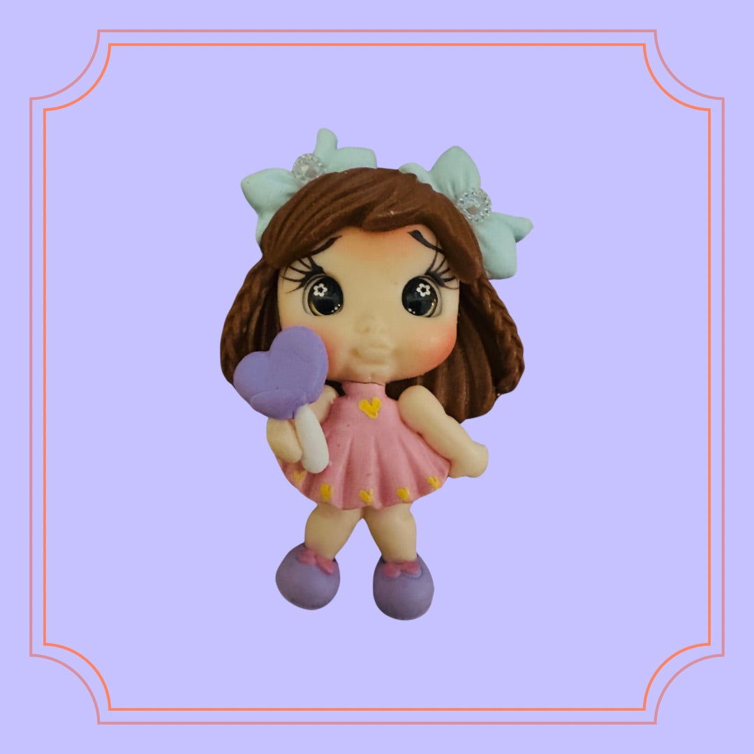 Heart Pink Clay Doll