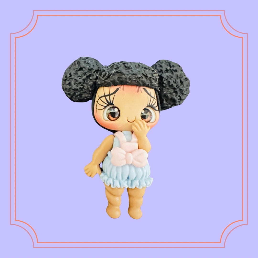 Black Curly Hair Clay Doll