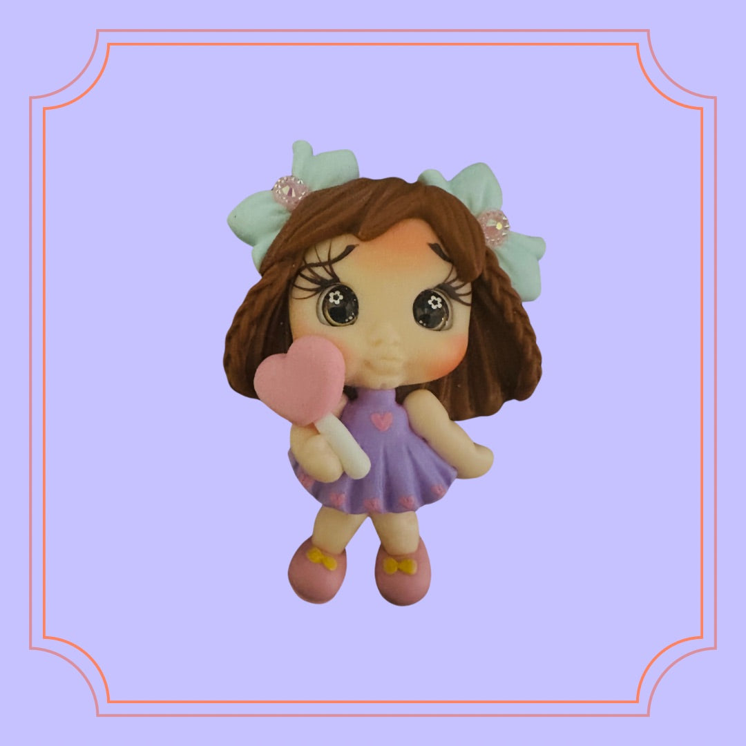 Heart Purple Clay Doll