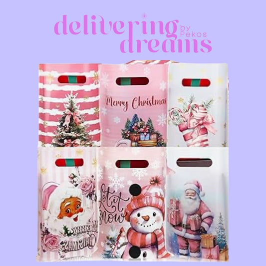 Pink Christmas 9 x 12 Bags - Paquete de 10