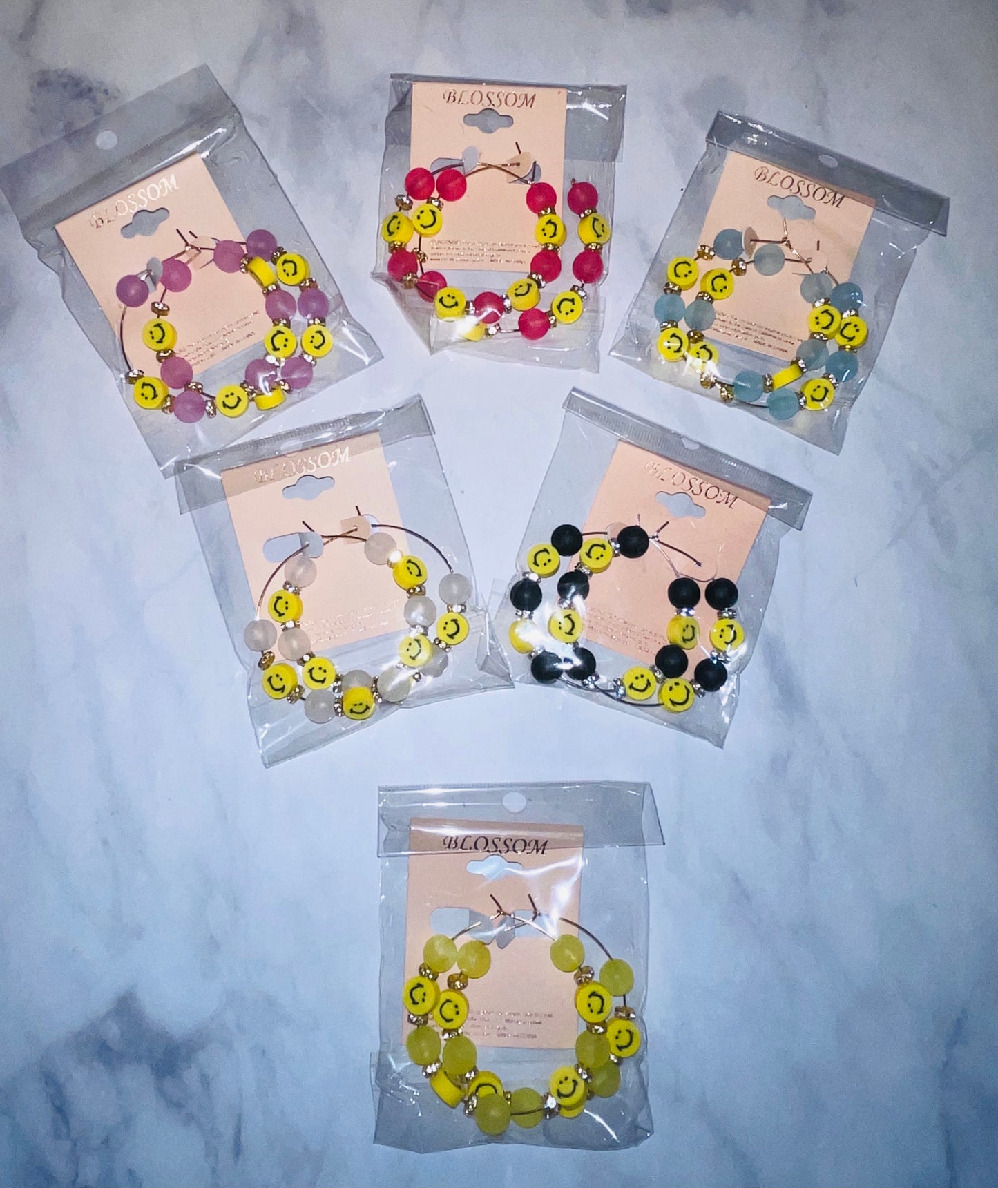 Emoji 2 Smile Beaded Hoop Earrings