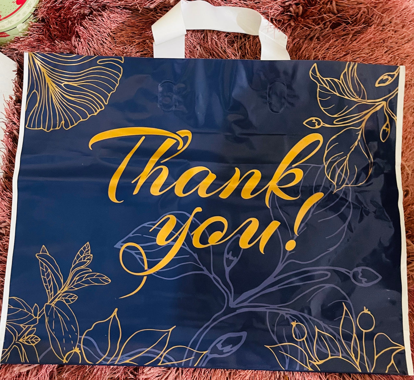 Navy & Gold Thank You Bag 12 x 15