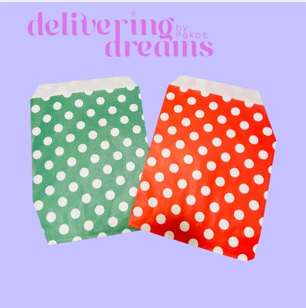 Polka Dots Green & Red Bolsas de Papel - Paquete de 10