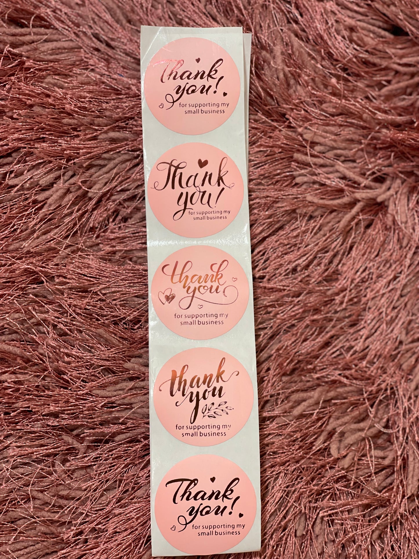 Thank You Pink Stickers 1.5”