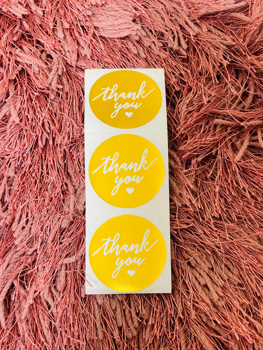 Gold Thank You Stickers 1.5”