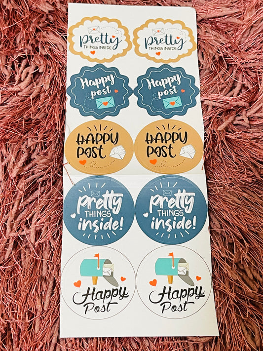 Stickers Happy Mail Surtidos 1.5”